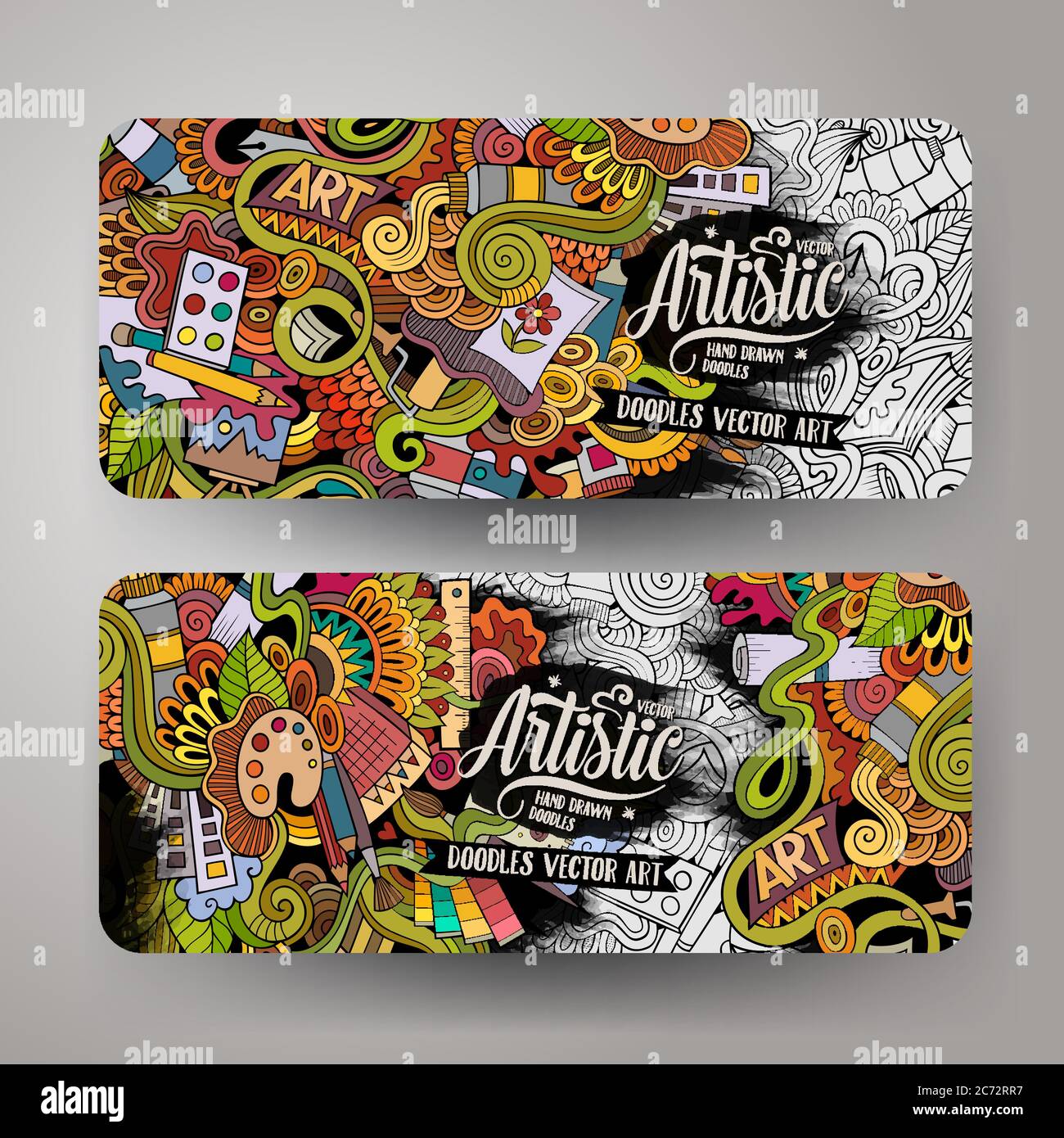 Cartoon vector doodles art banners Stock Vector Image & Art - Alamy