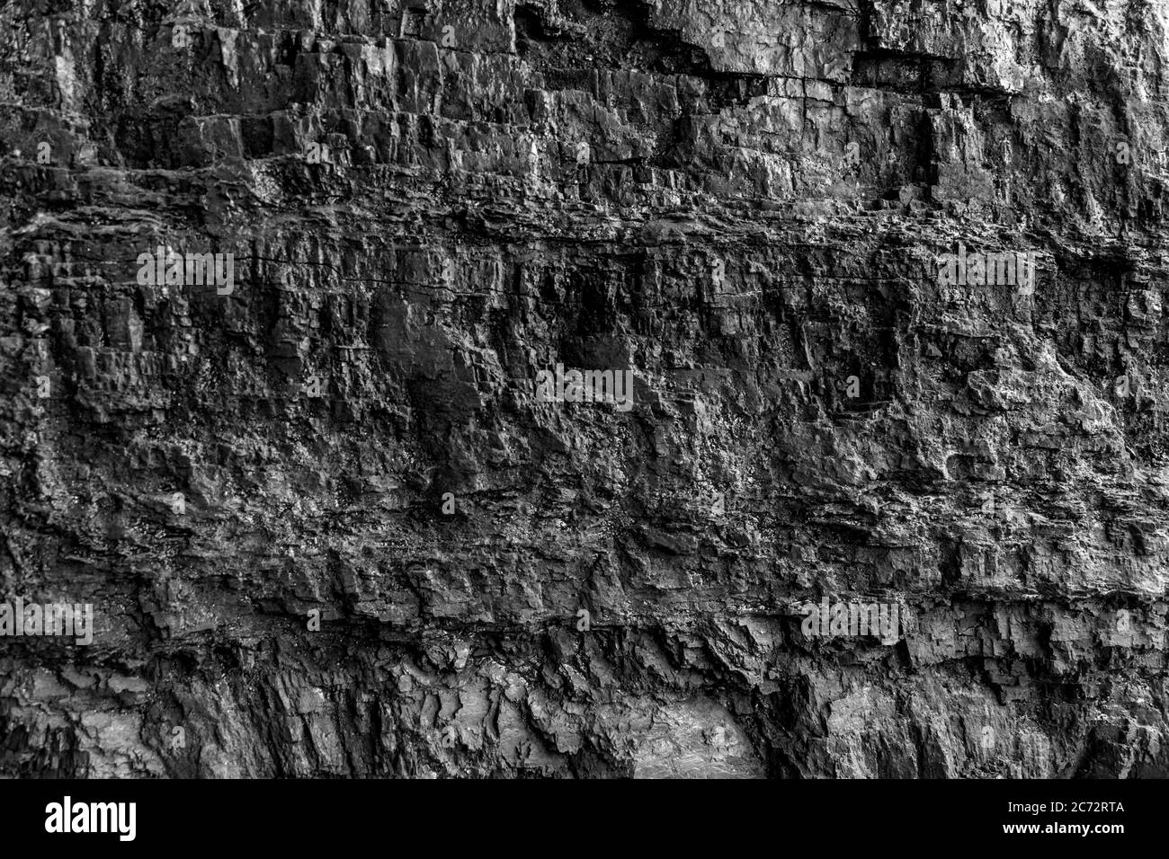 Monochrome texture of big chunk of black coal. Royalty free stock photo. Stock Photo