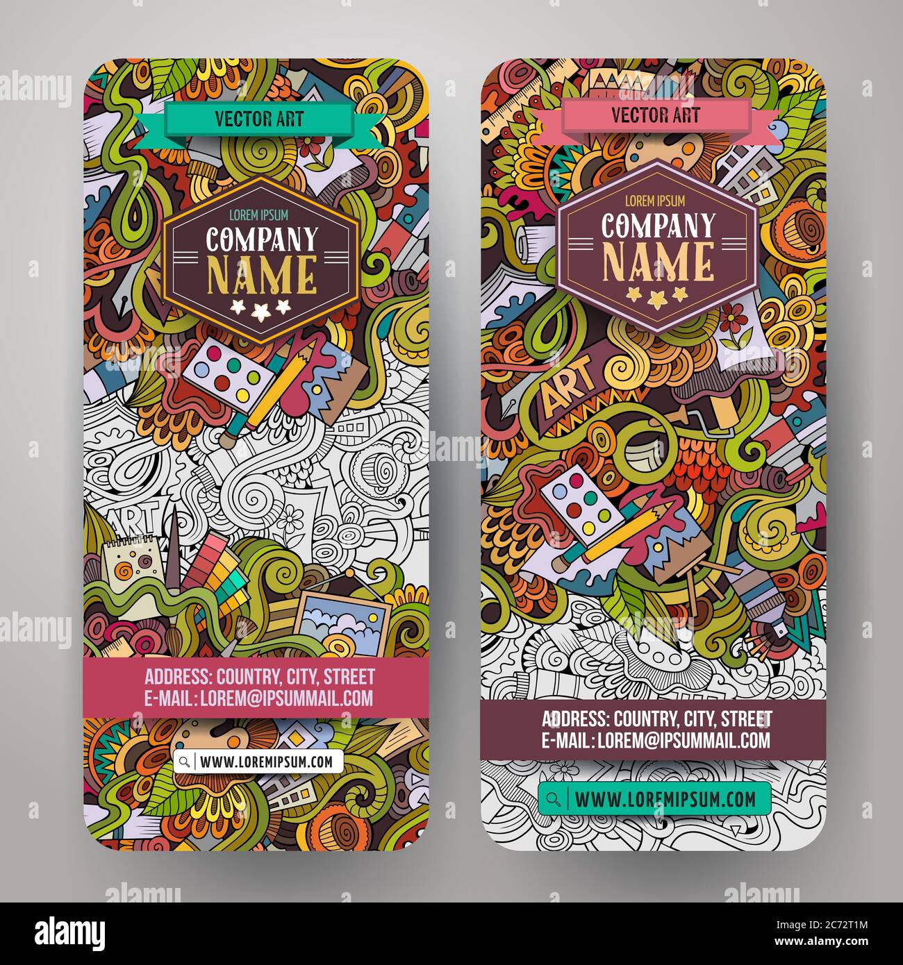 Cartoon vector doodles art banners Stock Vector Image & Art - Alamy