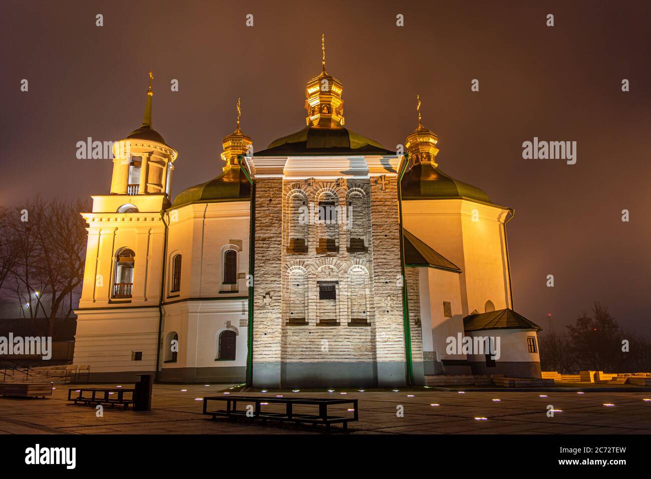KYIV, UKRAINE - MARCH 8,2020: Church of the Saviour at Berestove in Kyiv, Ukraine on March 8, 2020. Stock Photo