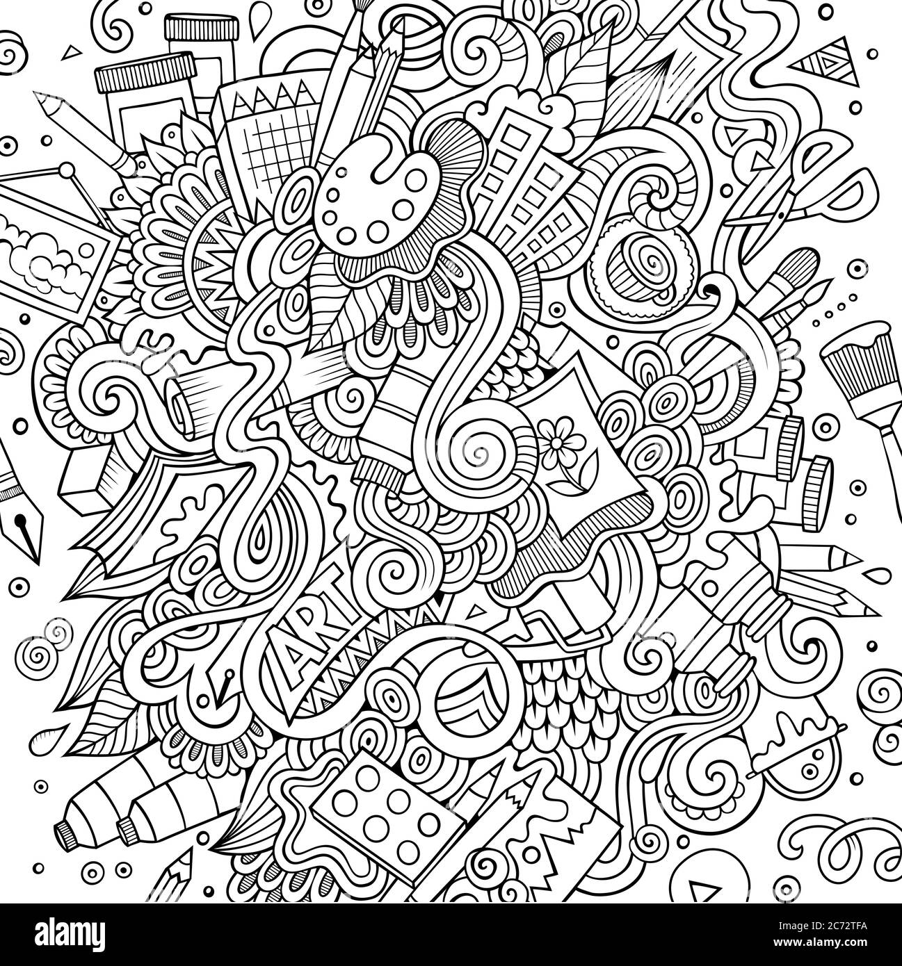 Cartoon cute doodles hand drawn Artistic illustration Stock Vector ...