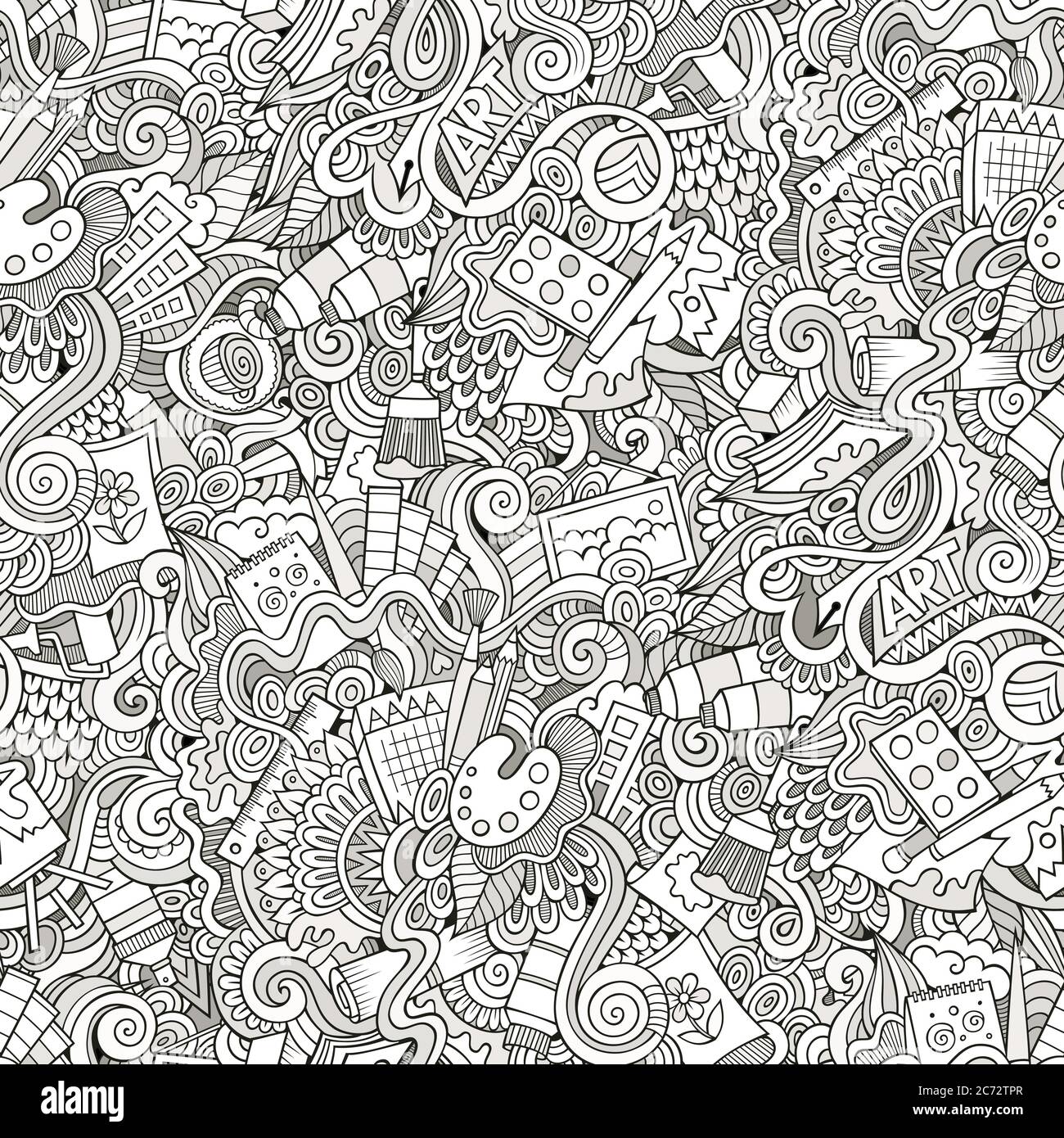 Cartoon vector art and craft seamless pattern Stock Vector