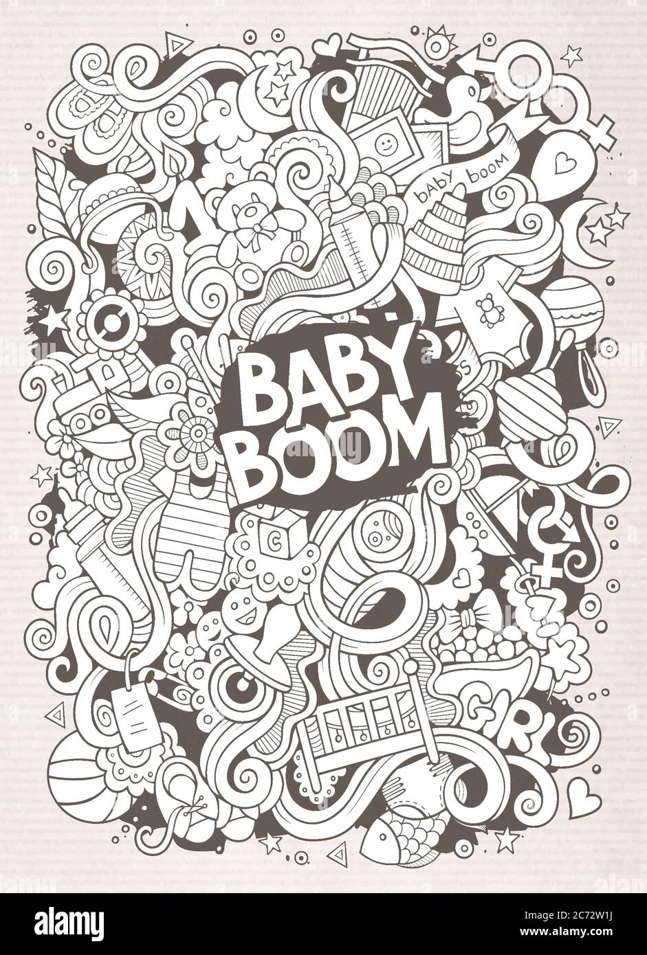 Cartoon cute doodles hand drawn Baby illustration Stock Vector Image ...