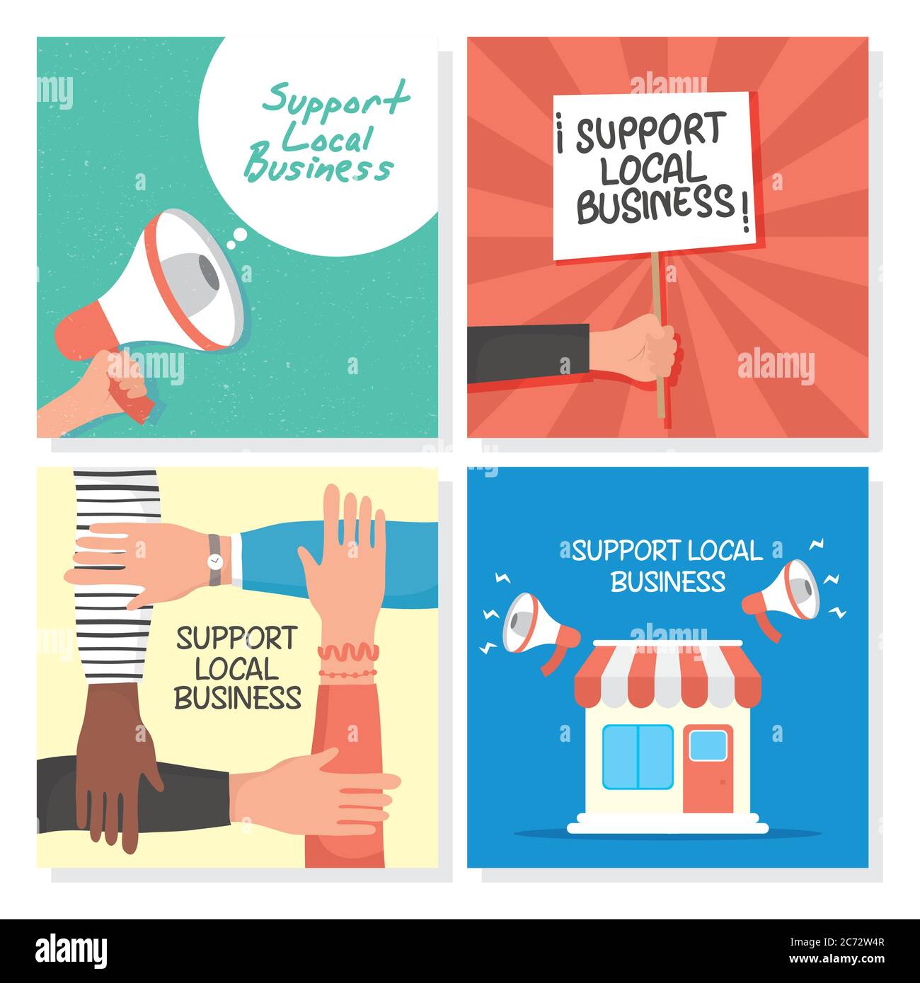 local shop campaign with letterings and set icons vector illustration ...