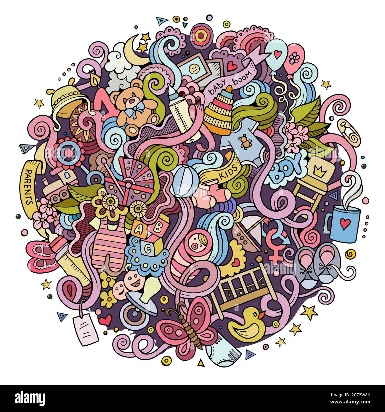 Cartoon cute doodles hand drawn Baby illustration Stock Vector Image ...