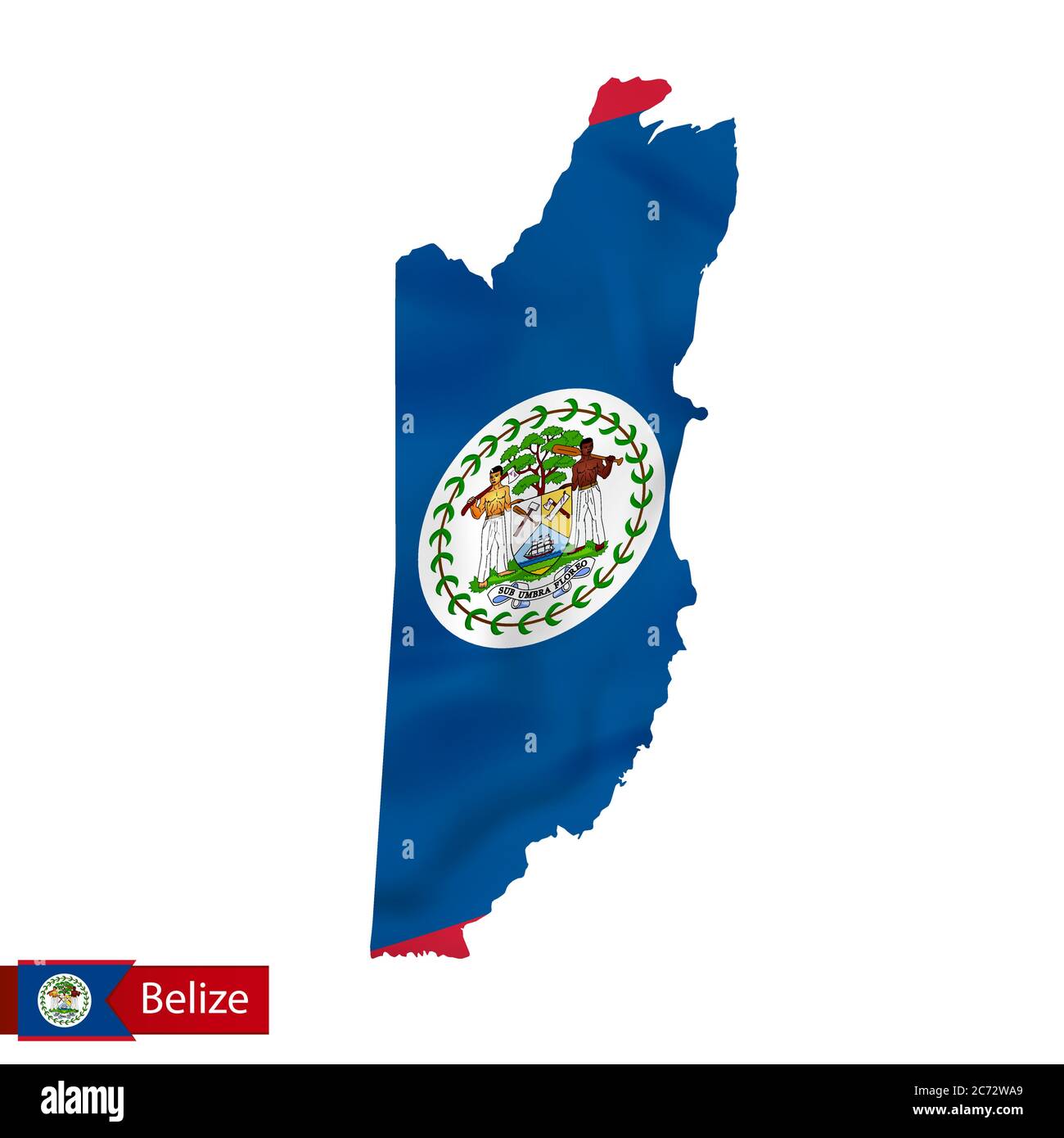 Belize map with waving flag of country. Vector illustration Stock ...