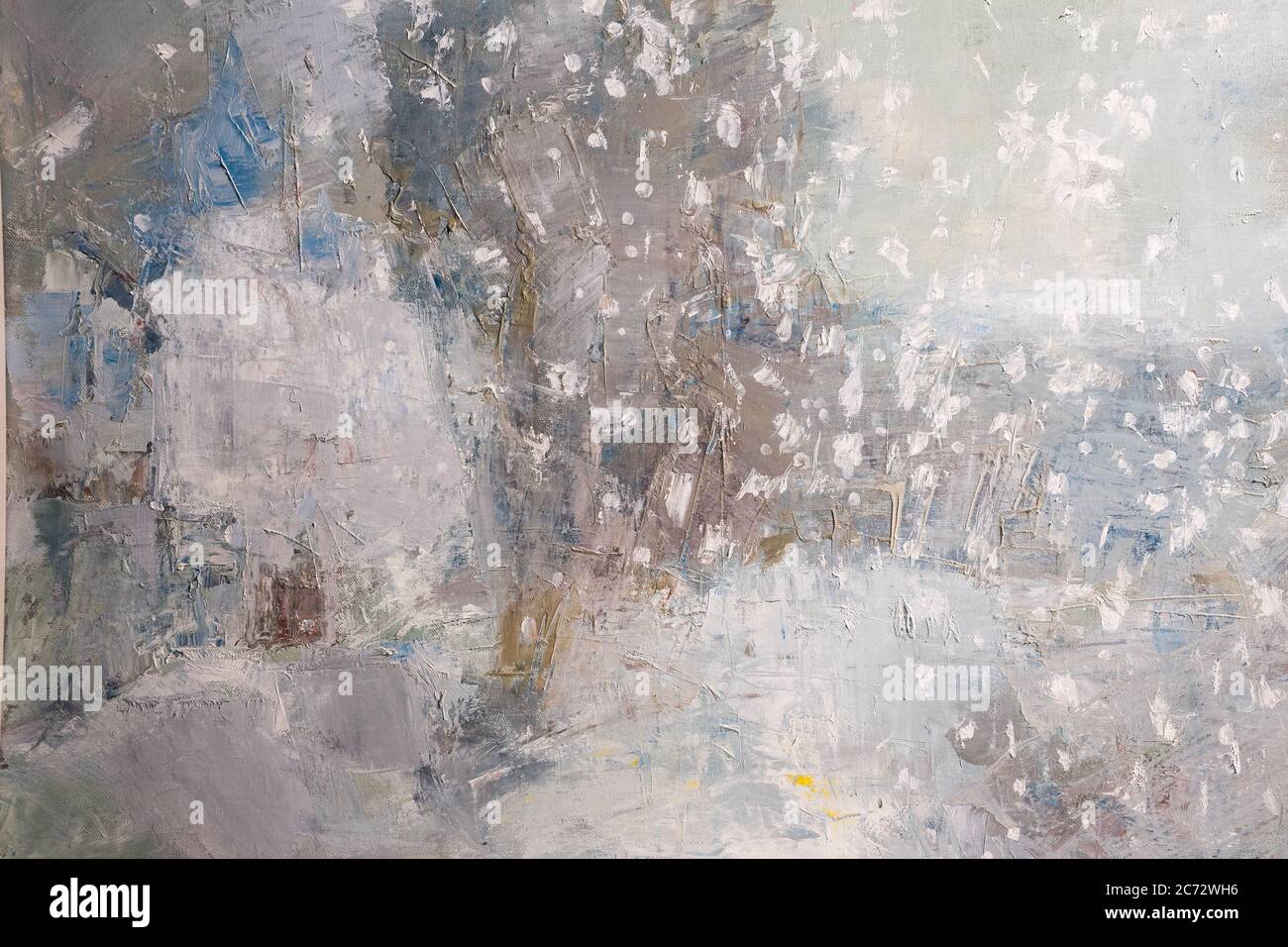 Gray old wall with layers of paint. Concrete texture. Oil paint on