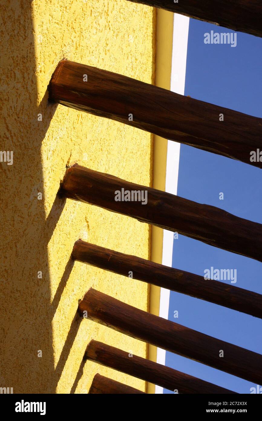 Building structure with support rods with shadows & colors Stock Photo