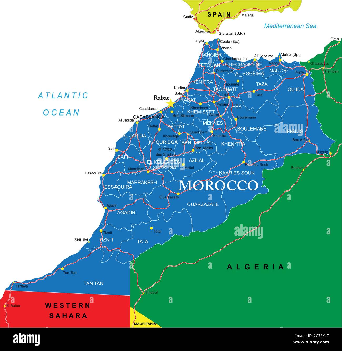 Morocco political map Stock Vector