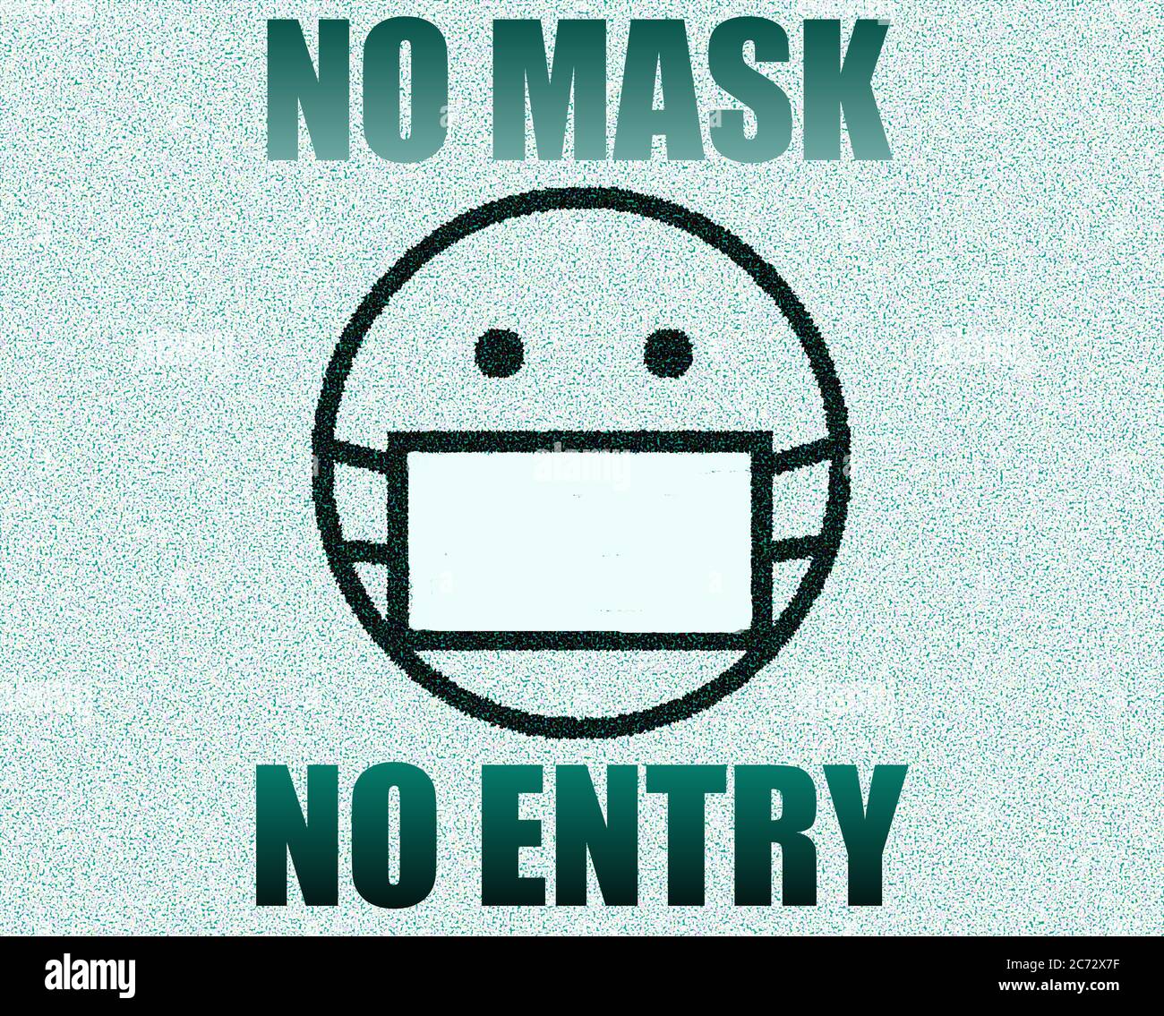 Sign for businesses with an emoticon wearing a face mask and the text 'NO MASK, NO ENTRY', concept for public health and safety, Coronavirus, COVID-19 Stock Photo