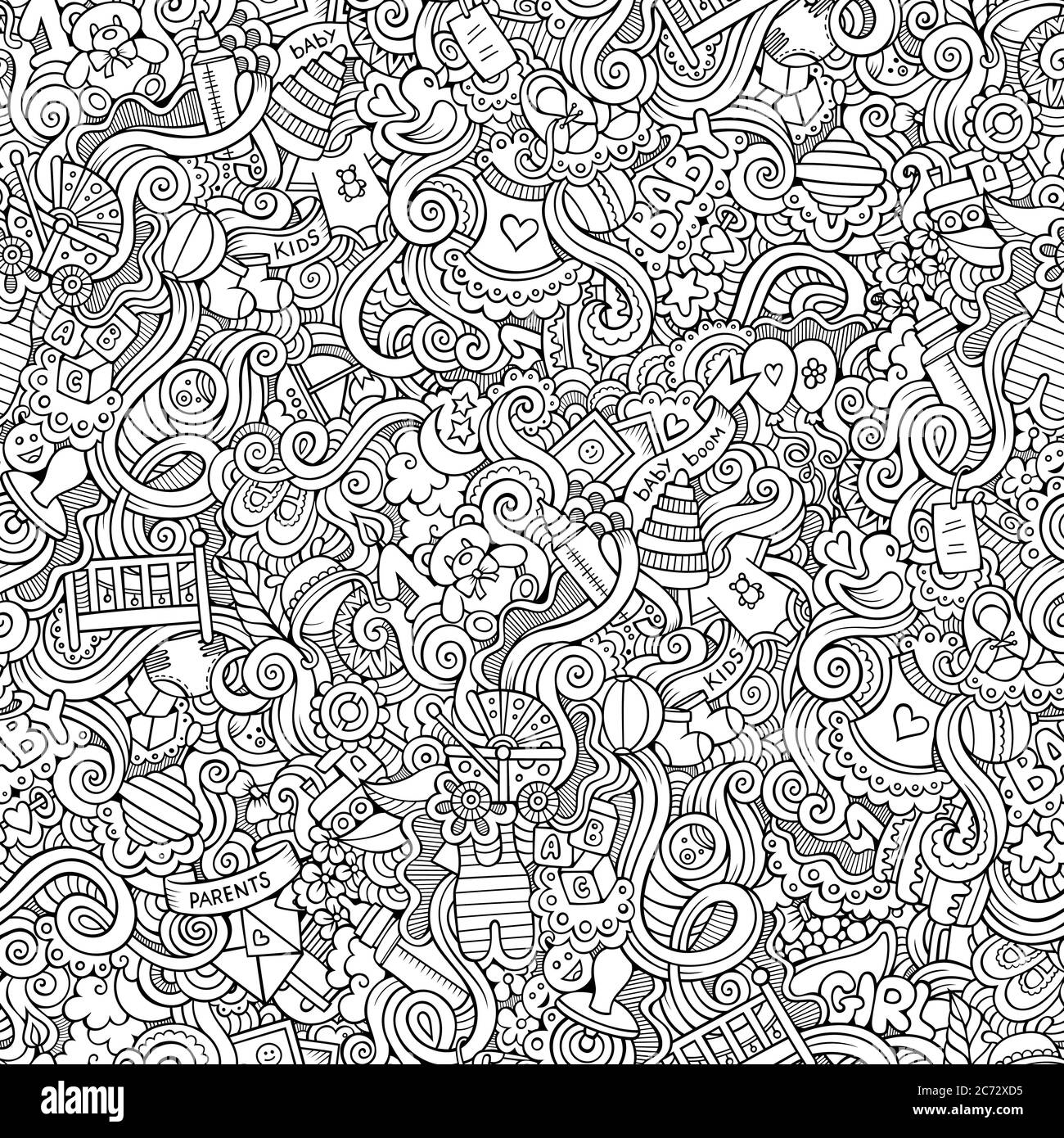 Cartoon vector doodle children seamless pattern Stock Vector Image ...