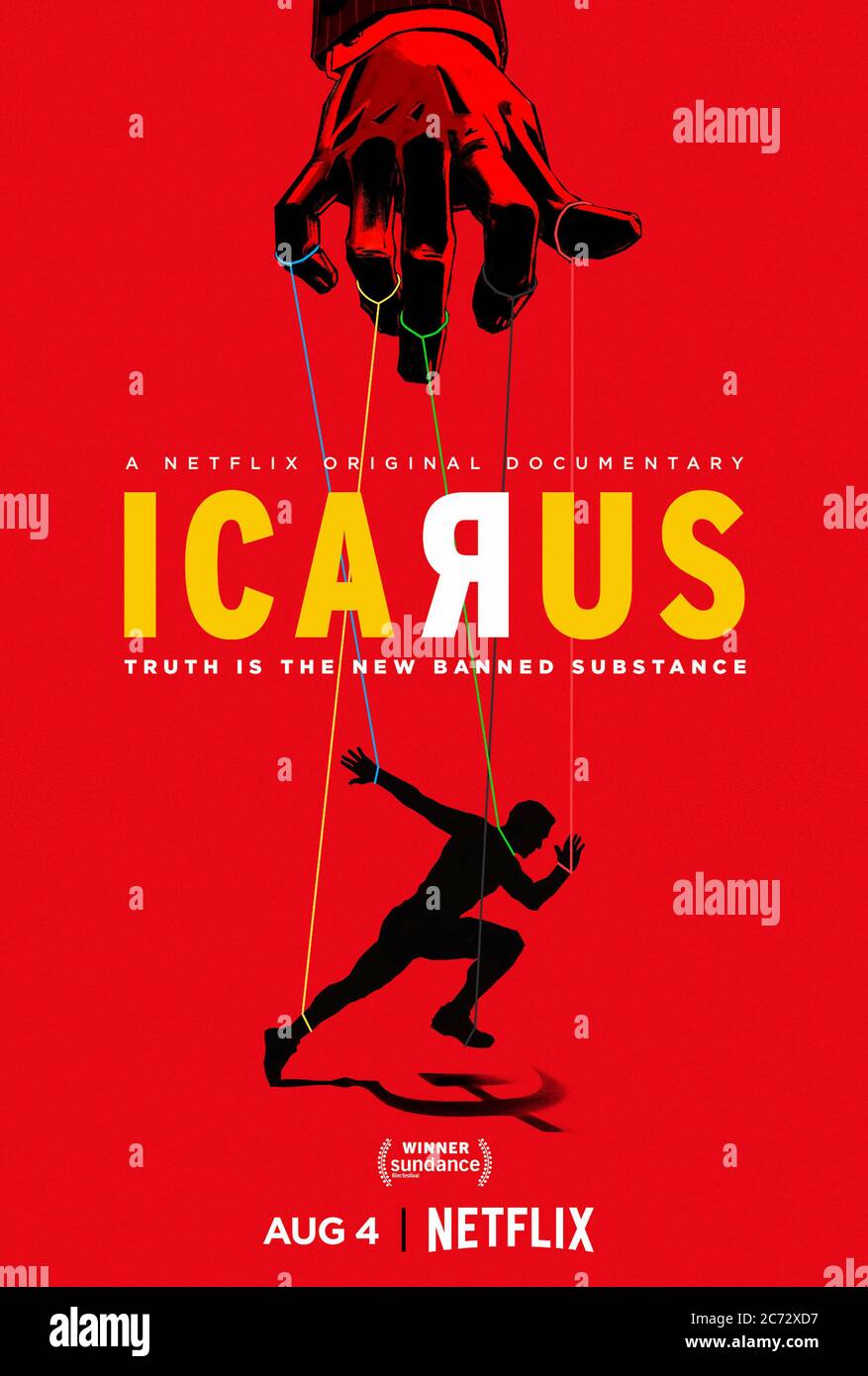 Icarus (2017) directed by Bryan Fogel and starring Bryan Fogel, Dave Zabriskie, Don Catlin and Grigory Rodchenkov. A documentary about the use of performance enhancing drugs overseen by Grigory Rodchenkov takes an unexpected turn when the biggest scandal in sporting history starts to break. Stock Photo