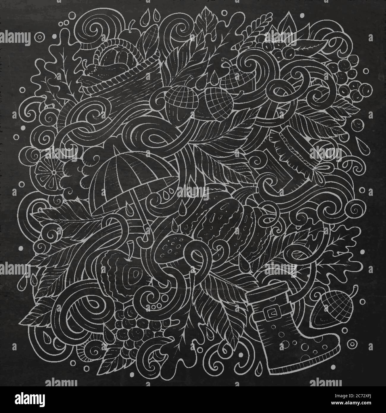 Cartoon cute doodles hand drawn autumn illustration Stock Vector Image ...