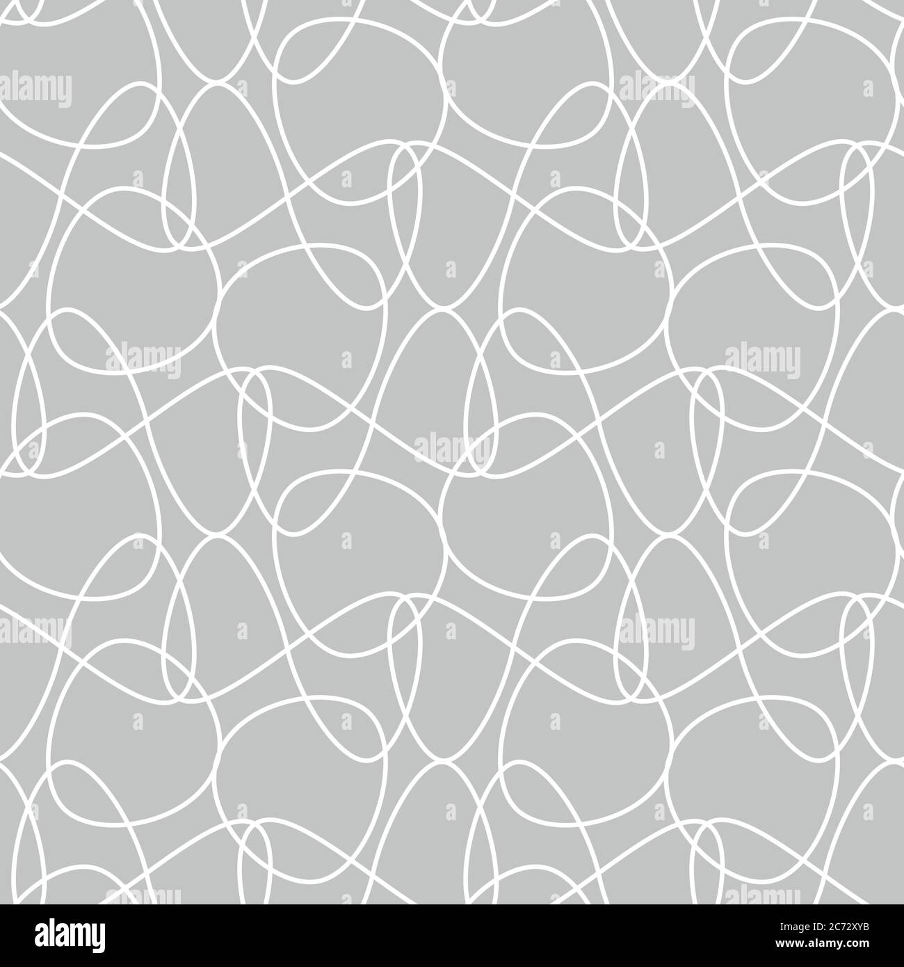 tangled lines seamless vector pattern on grey Stock Vector