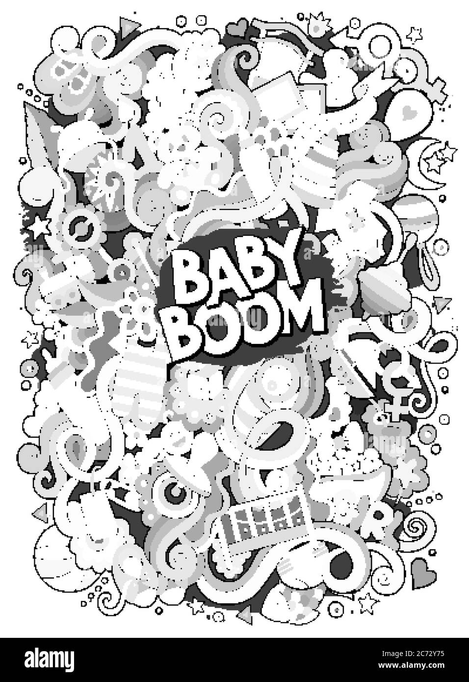 Cartoon cute doodles hand drawn Baby illustration Stock Vector Image ...