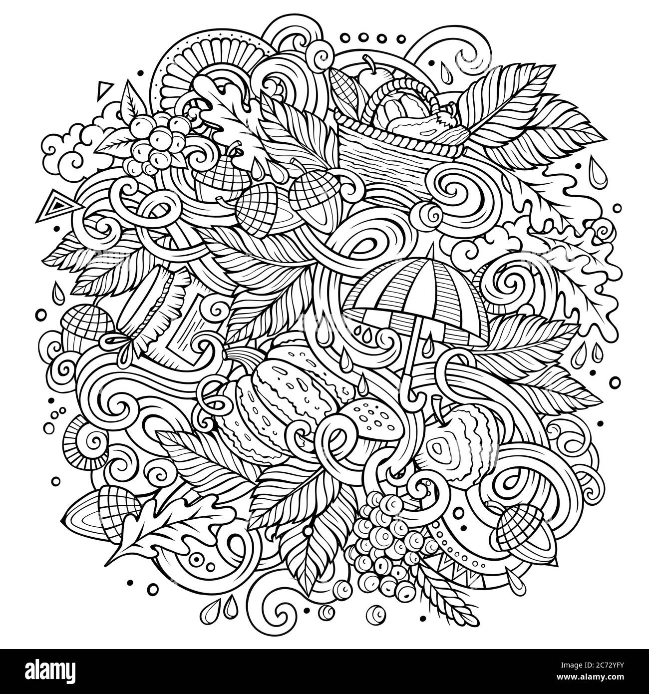 Cartoon cute doodles hand drawn autumn illustration Stock Vector Image ...