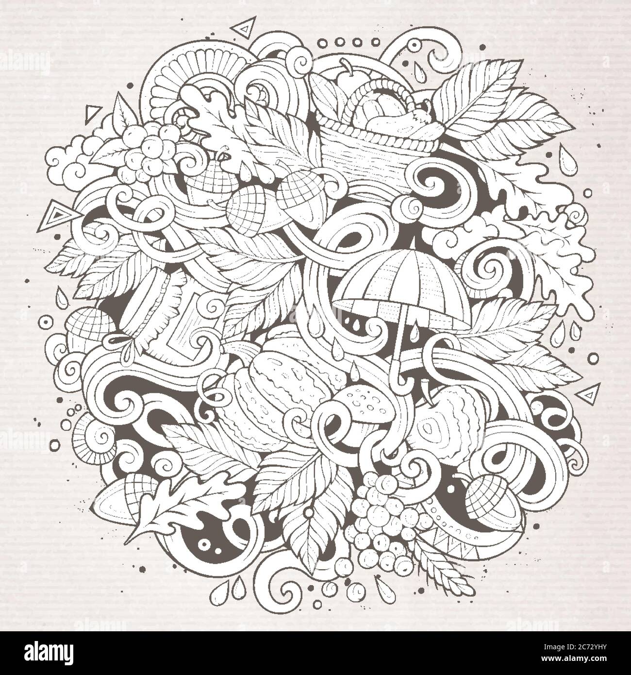 Cartoon cute doodles hand drawn autumn illustration Stock Vector Image ...