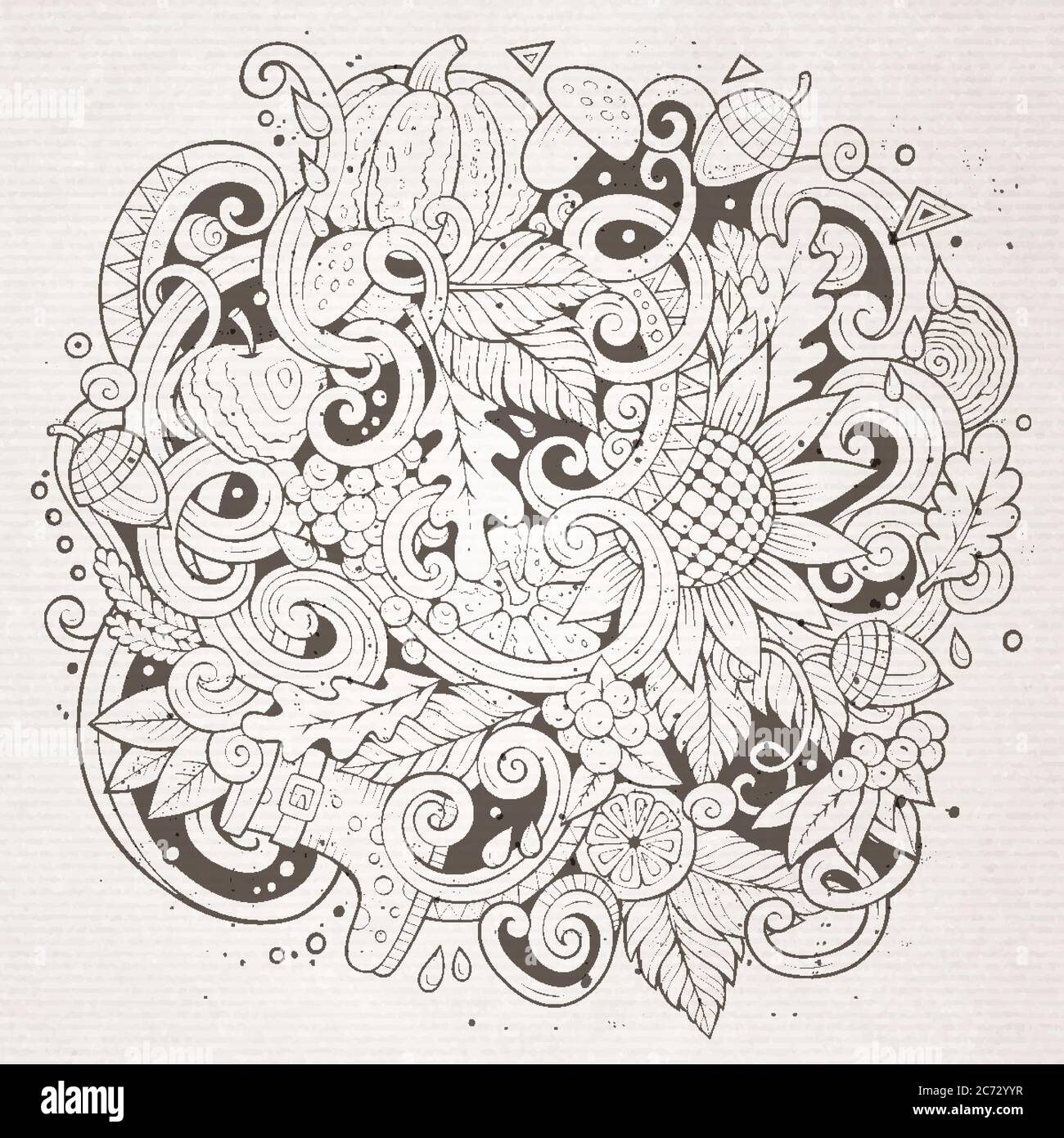 Cartoon cute doodles hand drawn autumn illustration Stock Vector Image ...