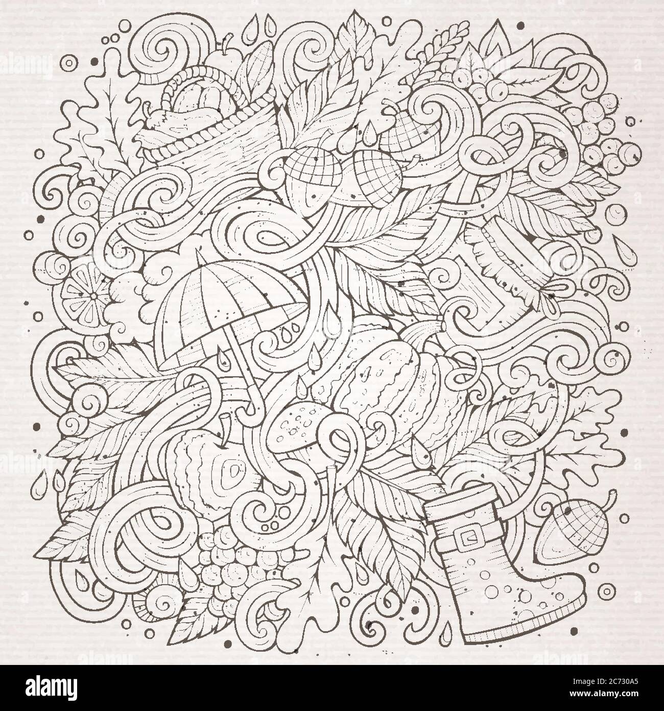 Cartoon cute doodles hand drawn autumn illustration Stock Vector Image ...