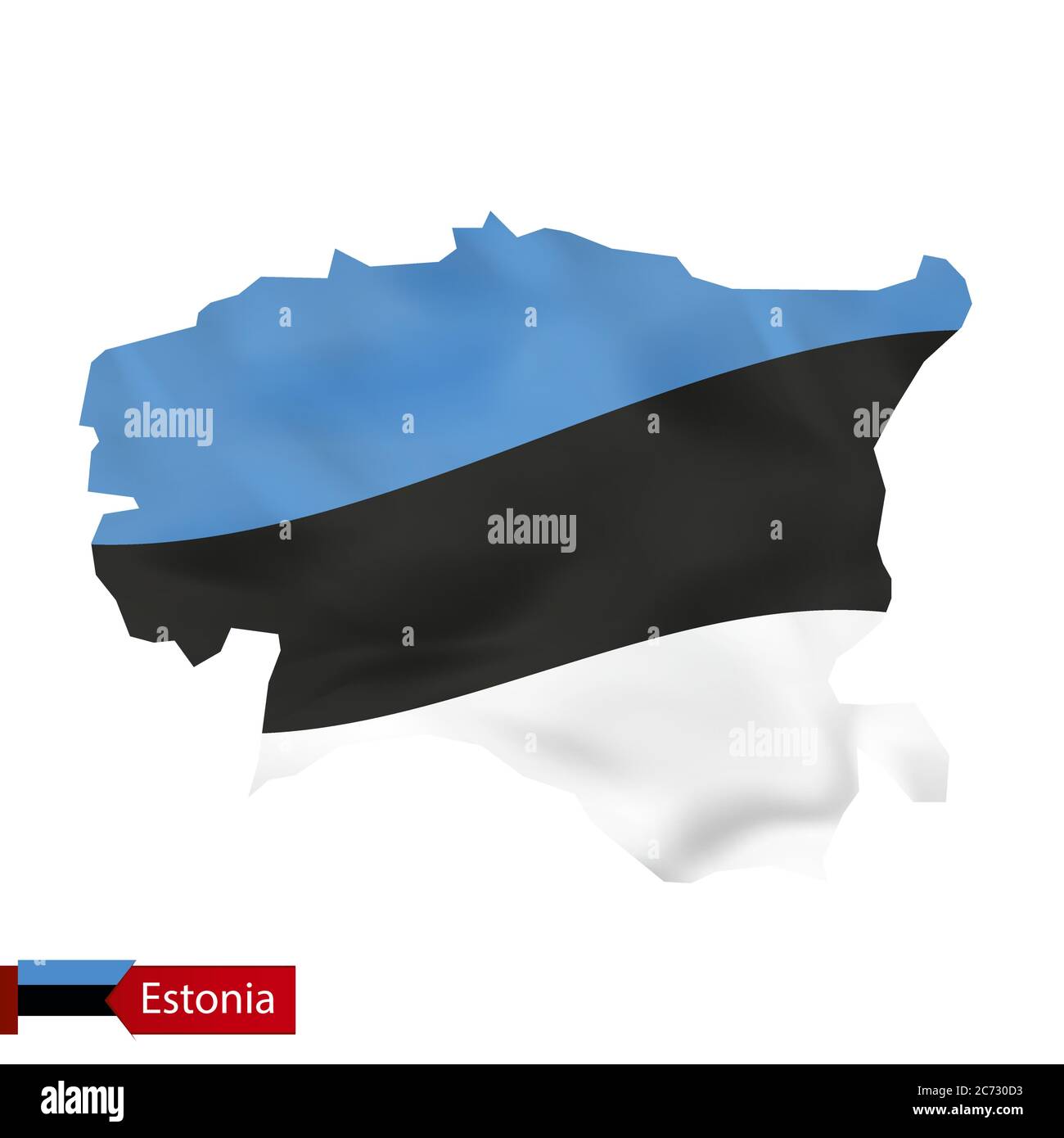 Estonia map with waving flag of Estonia. Vector illustration Stock ...
