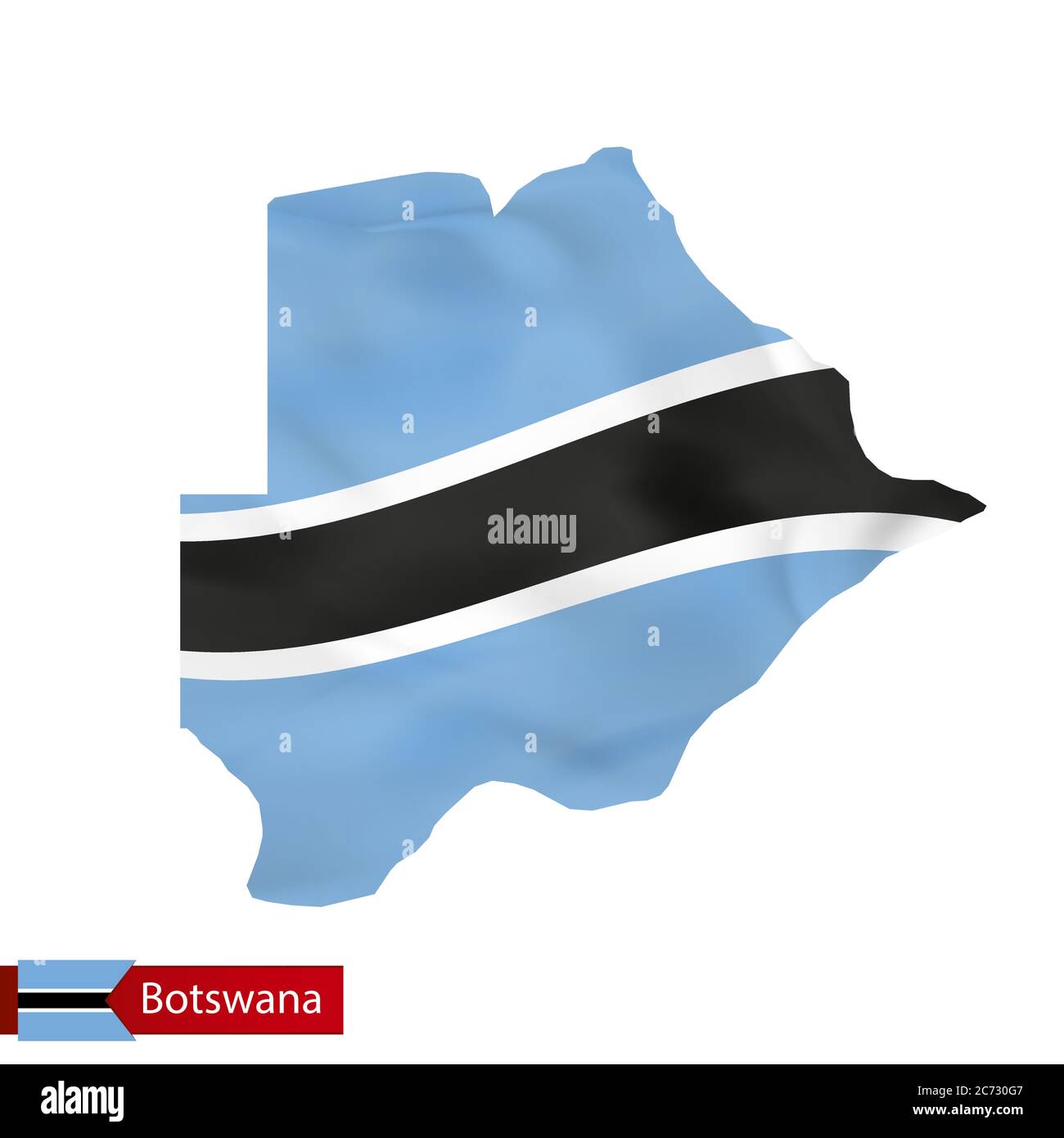 Botswana map with waving flag of country. Vector illustration Stock ...