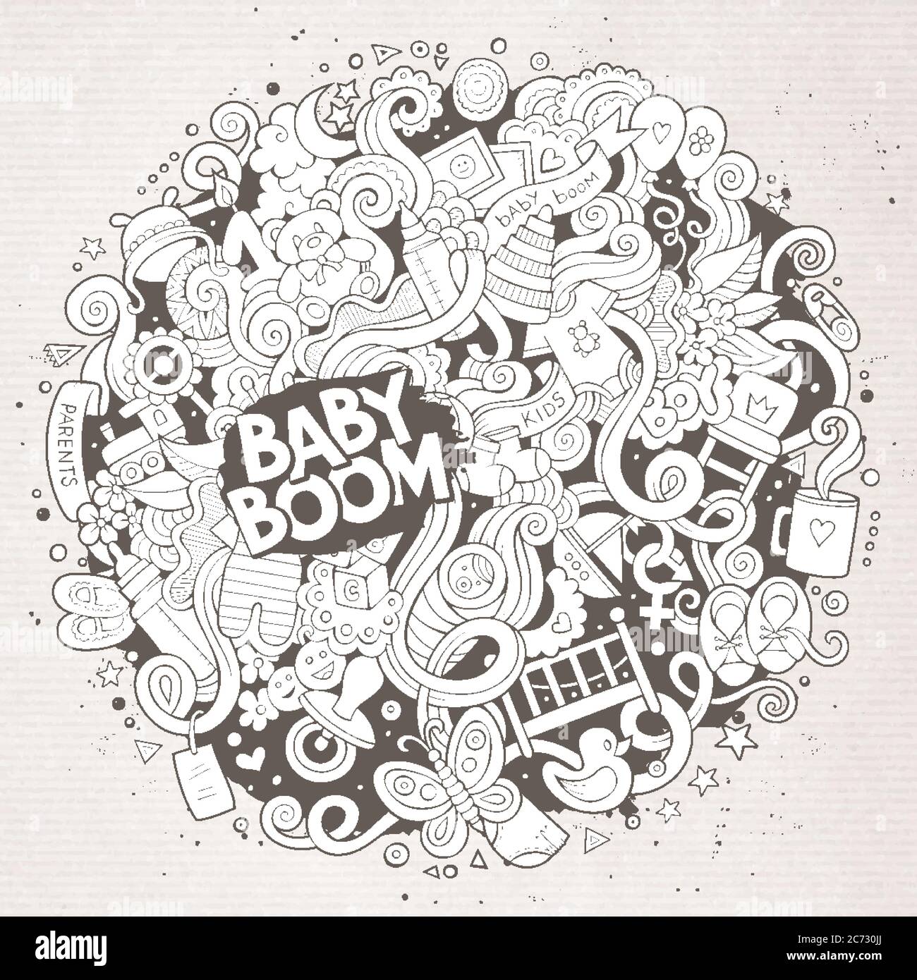 Cartoon cute doodles hand drawn Baby illustration Stock Vector Image ...