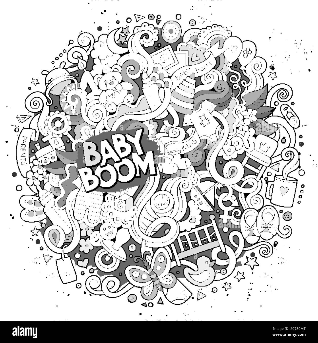 Cartoon cute doodles hand drawn Baby illustration Stock Vector Image ...
