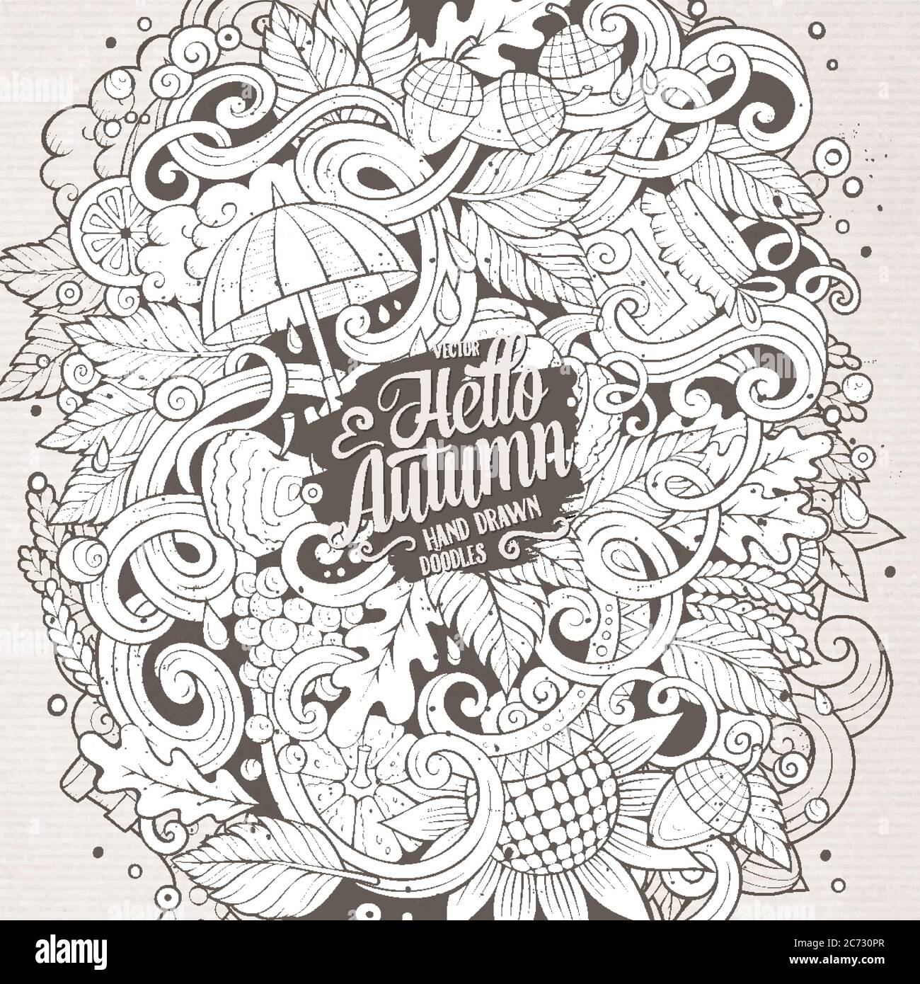 Cartoon cute doodles hand drawn autumn illustration Stock Vector Image ...