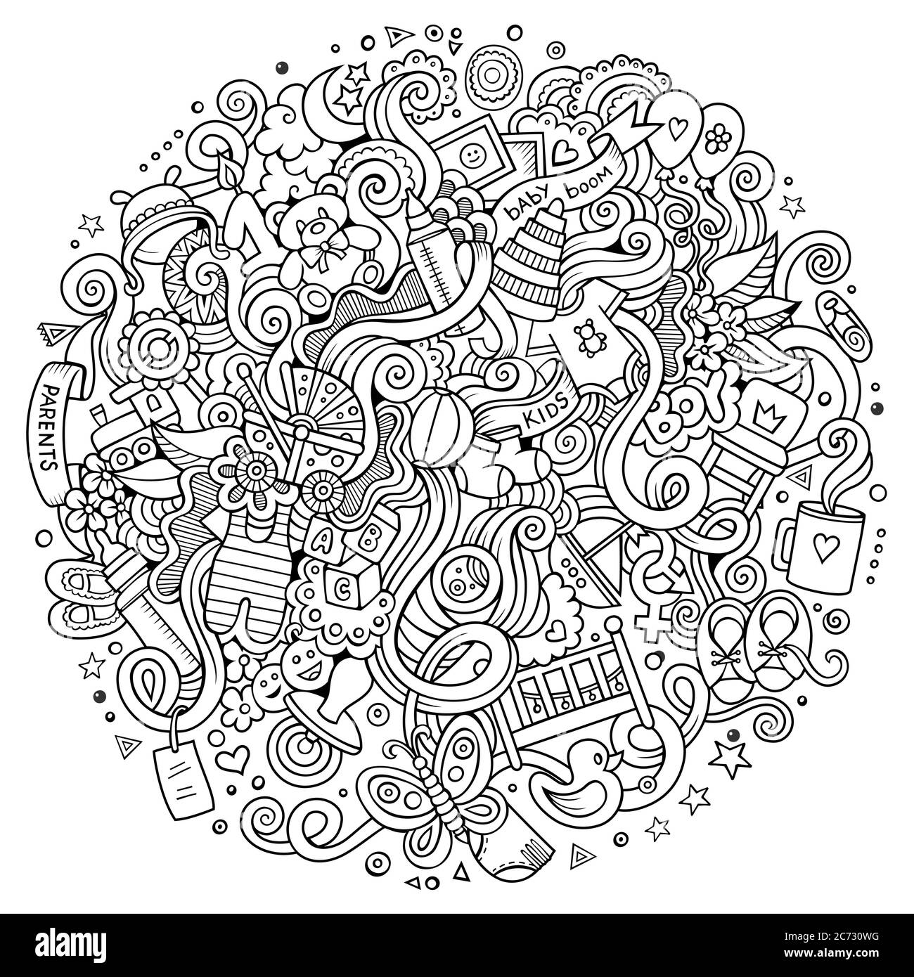 Cartoon cute doodles hand drawn Baby illustration Stock Vector Image ...