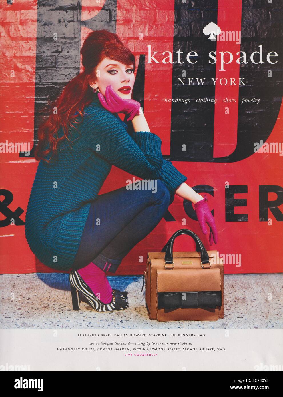 poster advertising Kate Spade fashion house with Bryce Dallas Howard in  paper magazine from 2011 year, advertisement, creative Kate Spade 2010s  advert Stock Photo - Alamy