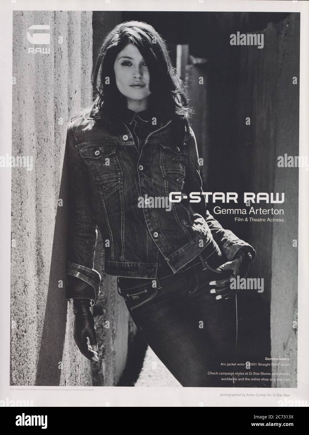 poster advertising G-Star RAW fashion house with Gemma Arterton in paper  magazine from 2011 year, advertisement, creative G-Star advert from 2010s  Stock Photo - Alamy