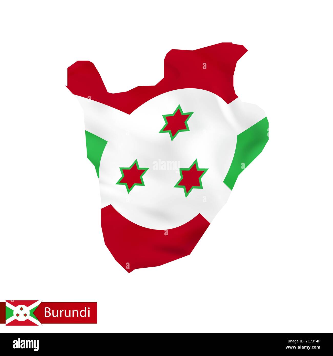 Burundi Map With Waving Flag Of Country Vector Illustration Stock