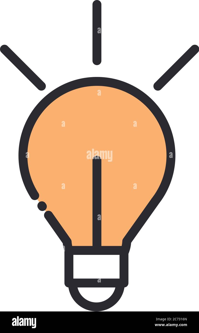 bright light bulb electricity line and fill design icon vector