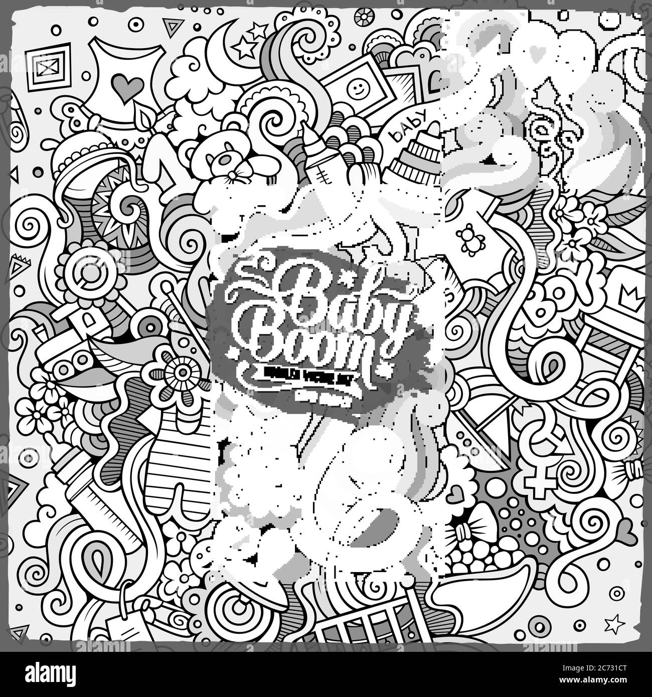 Cartoon cute doodles hand drawn Baby illustration Stock Vector Image ...