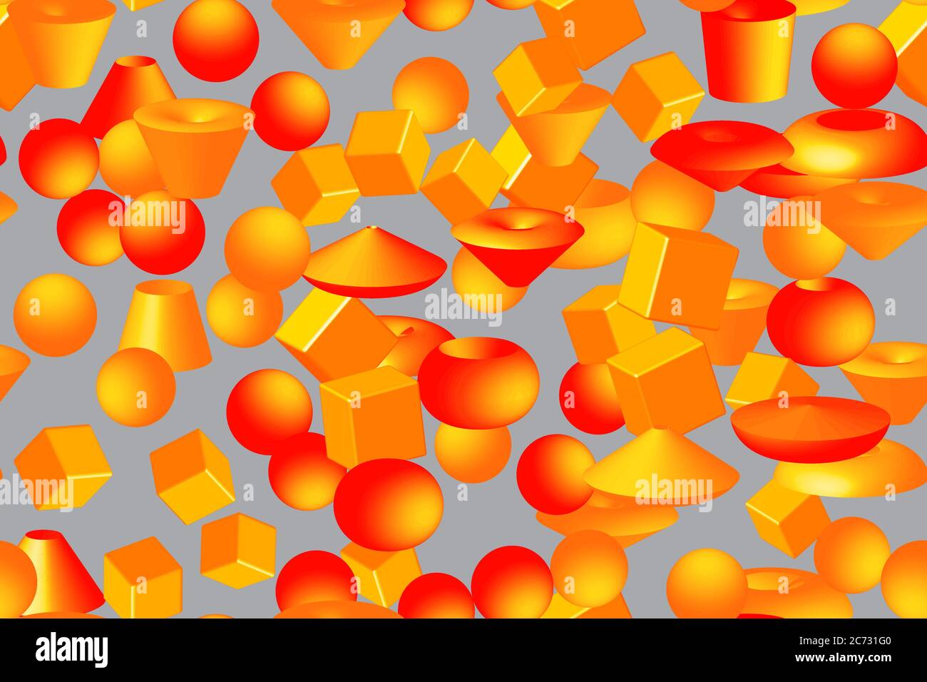 Abstract Color Volume Shapes 3D Illustration Seamless Pattern Stock Vector
