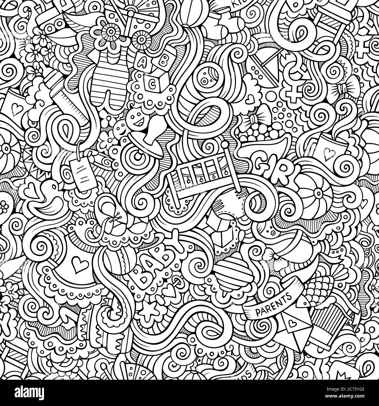 Cartoon vector doodle children seamless pattern Stock Vector Image ...