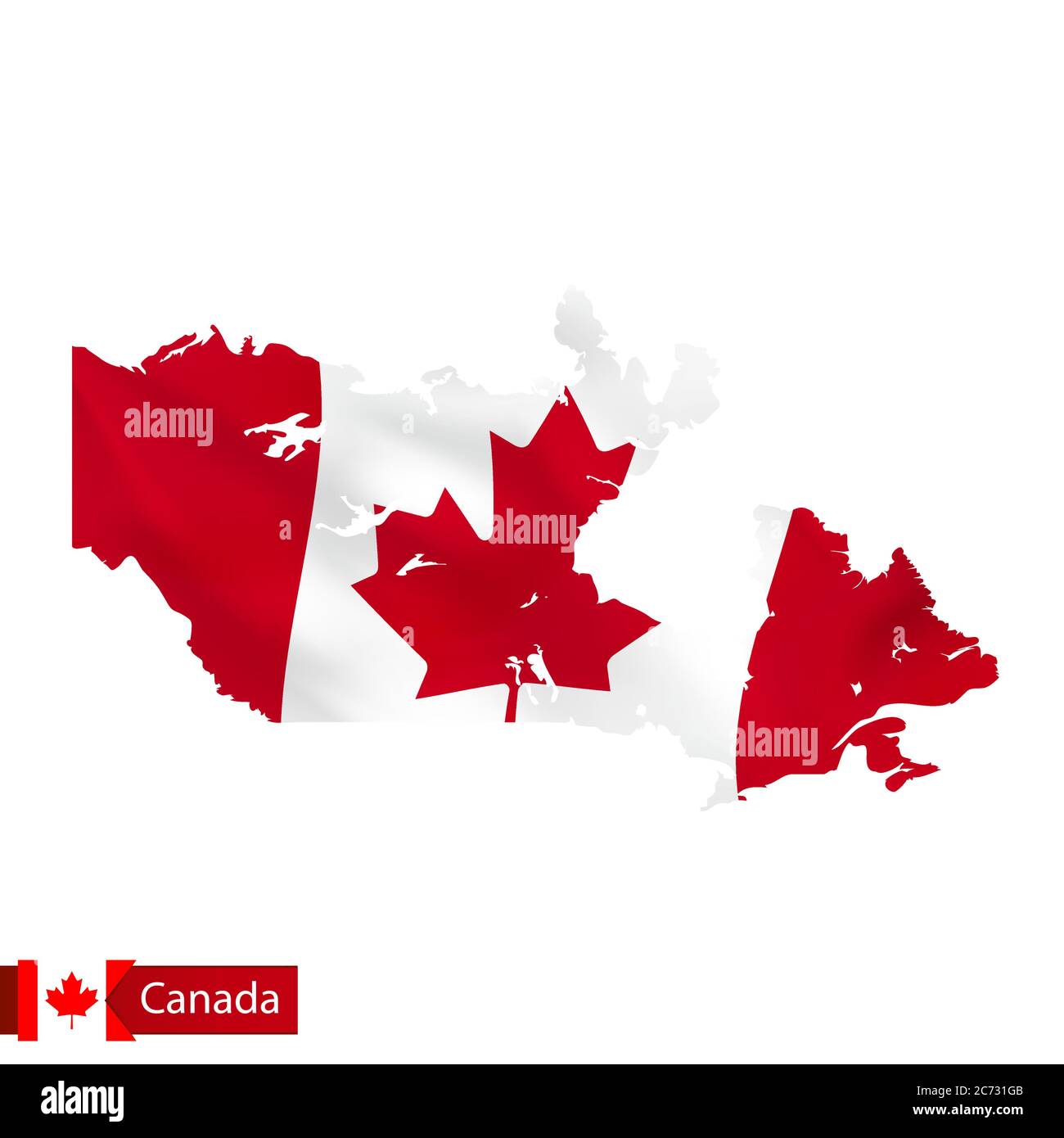 Canada map with waving flag of country. Vector illustration Stock ...