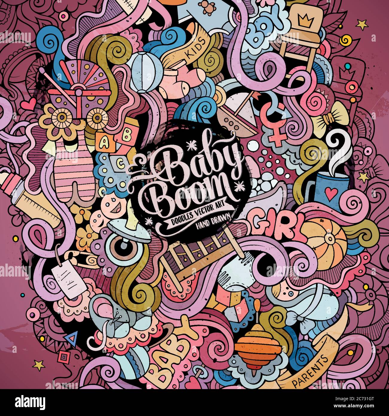 Cartoon cute doodles hand drawn Baby illustration Stock Vector Image ...