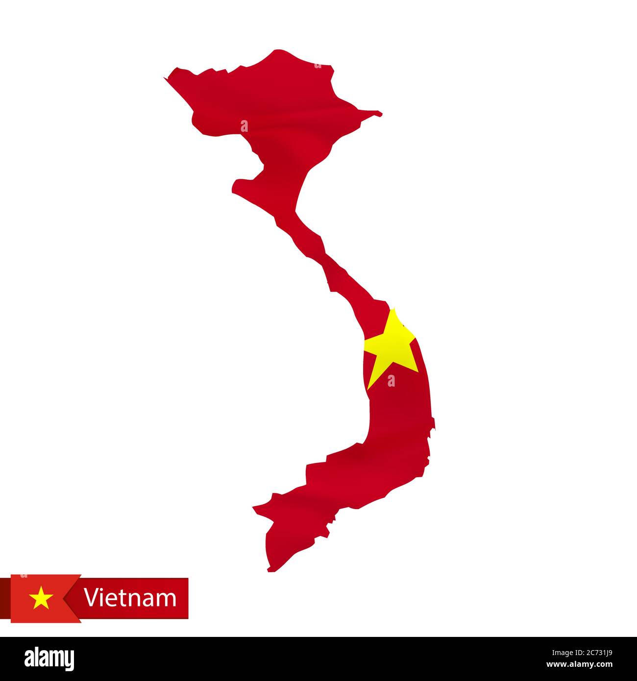 Vietnam map with waving flag of country. Vector illustration Stock ...