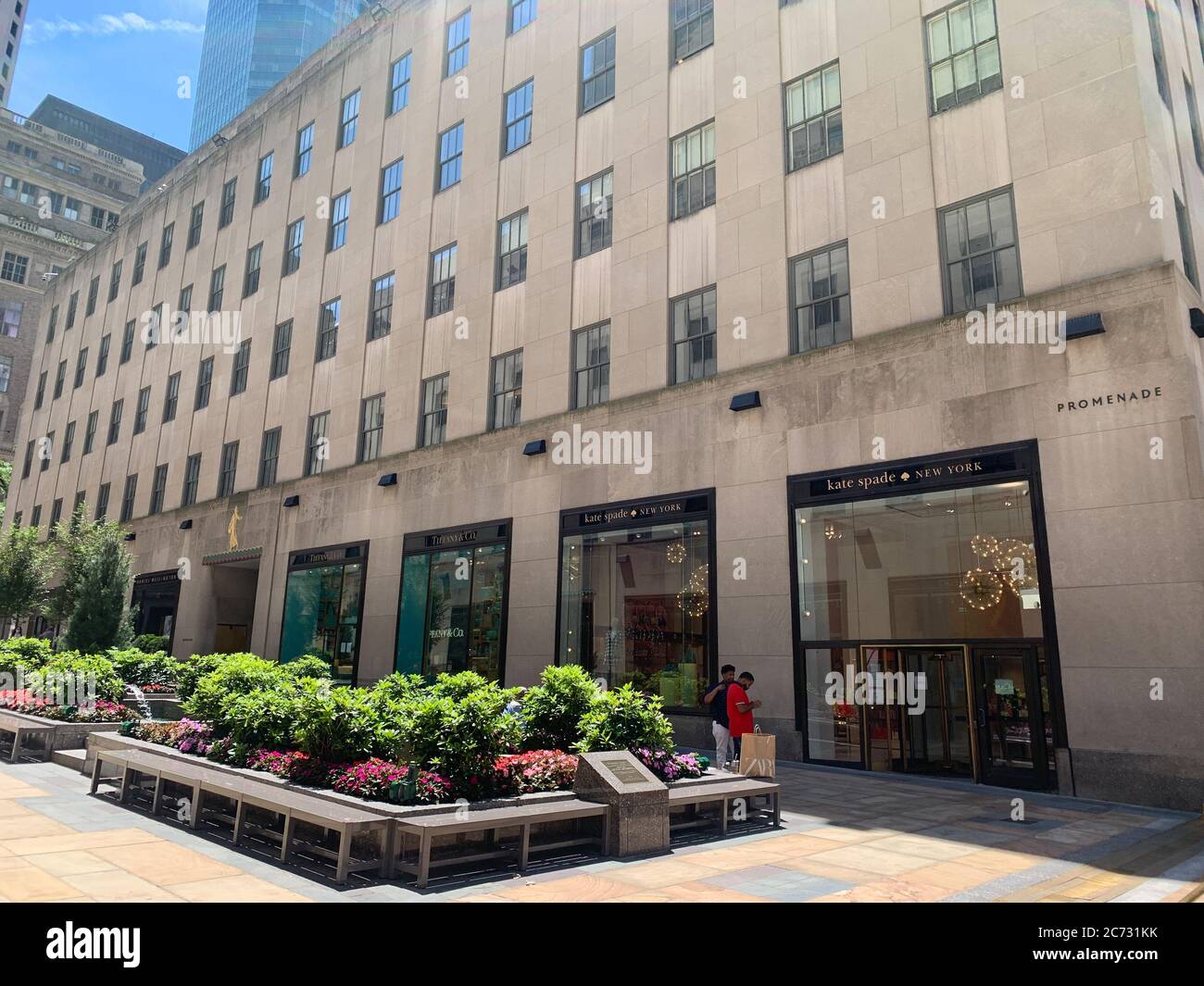 New York, USA. July 13, 2020, With the reopening of Rockefeller center,  some restaurants are now offering takeout and delivery and as of today,  customers are able to use the open dining