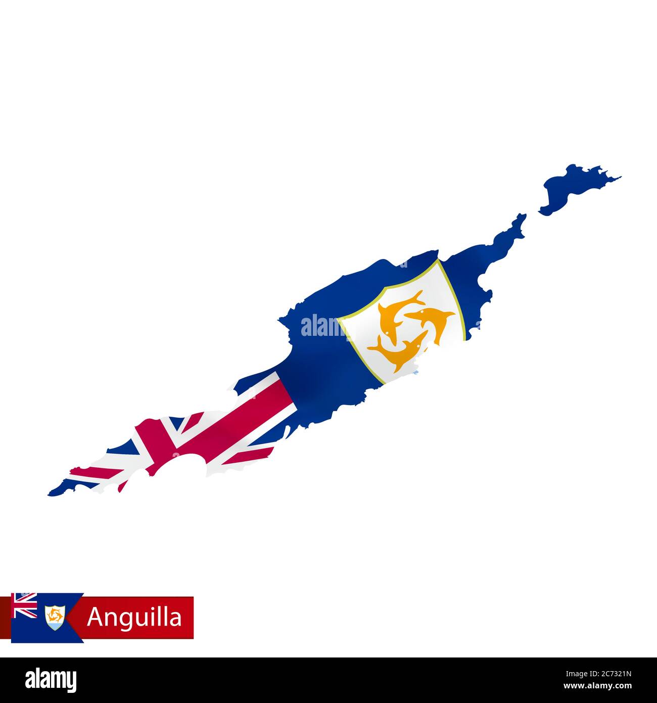 Anguilla Map With Waving Flag Of Country Vector Illustration Stock Vector Image Art Alamy