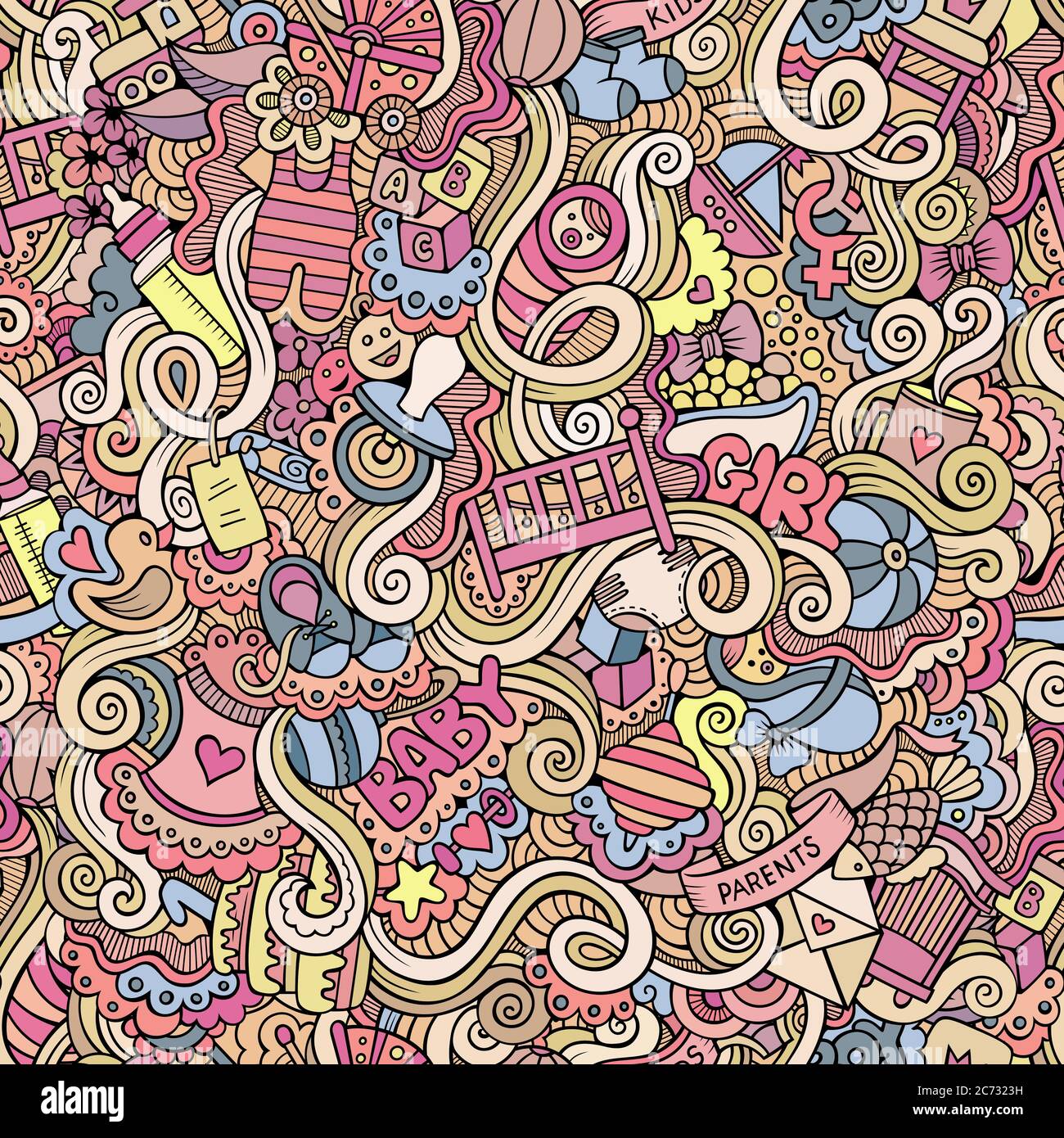 Cartoon vector doodle children seamless pattern Stock Vector Image ...