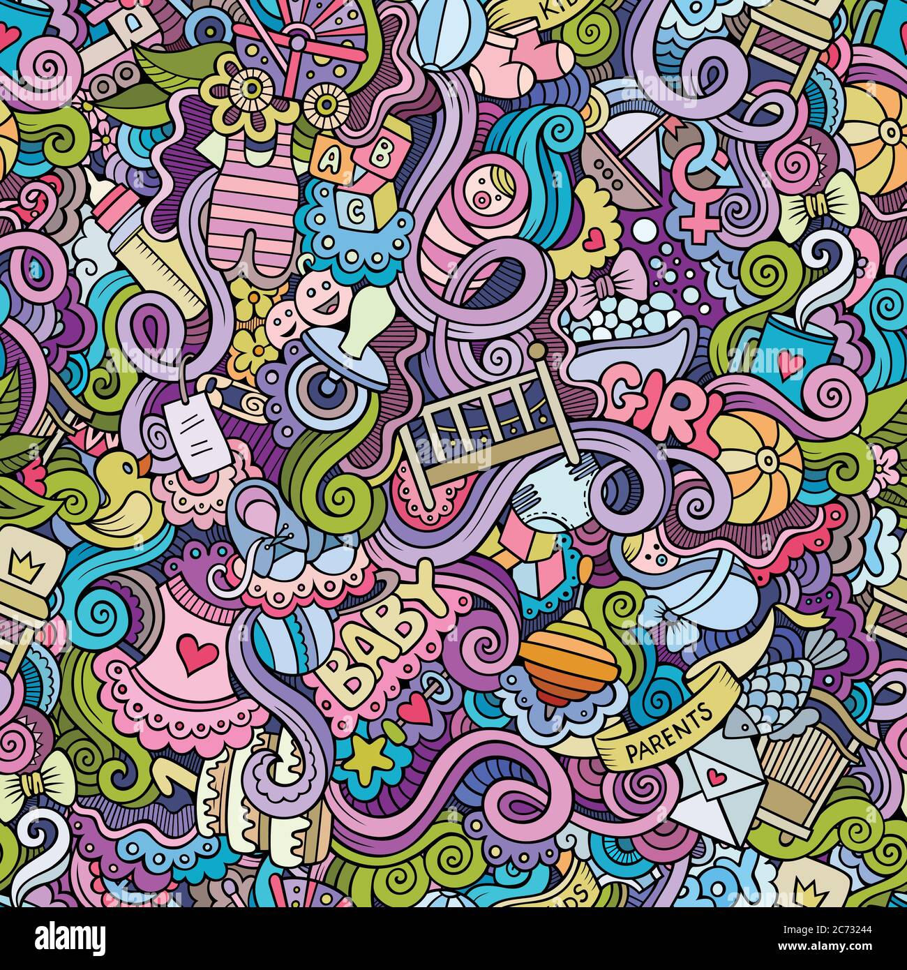Cartoon vector doodle children seamless pattern Stock Vector Image ...