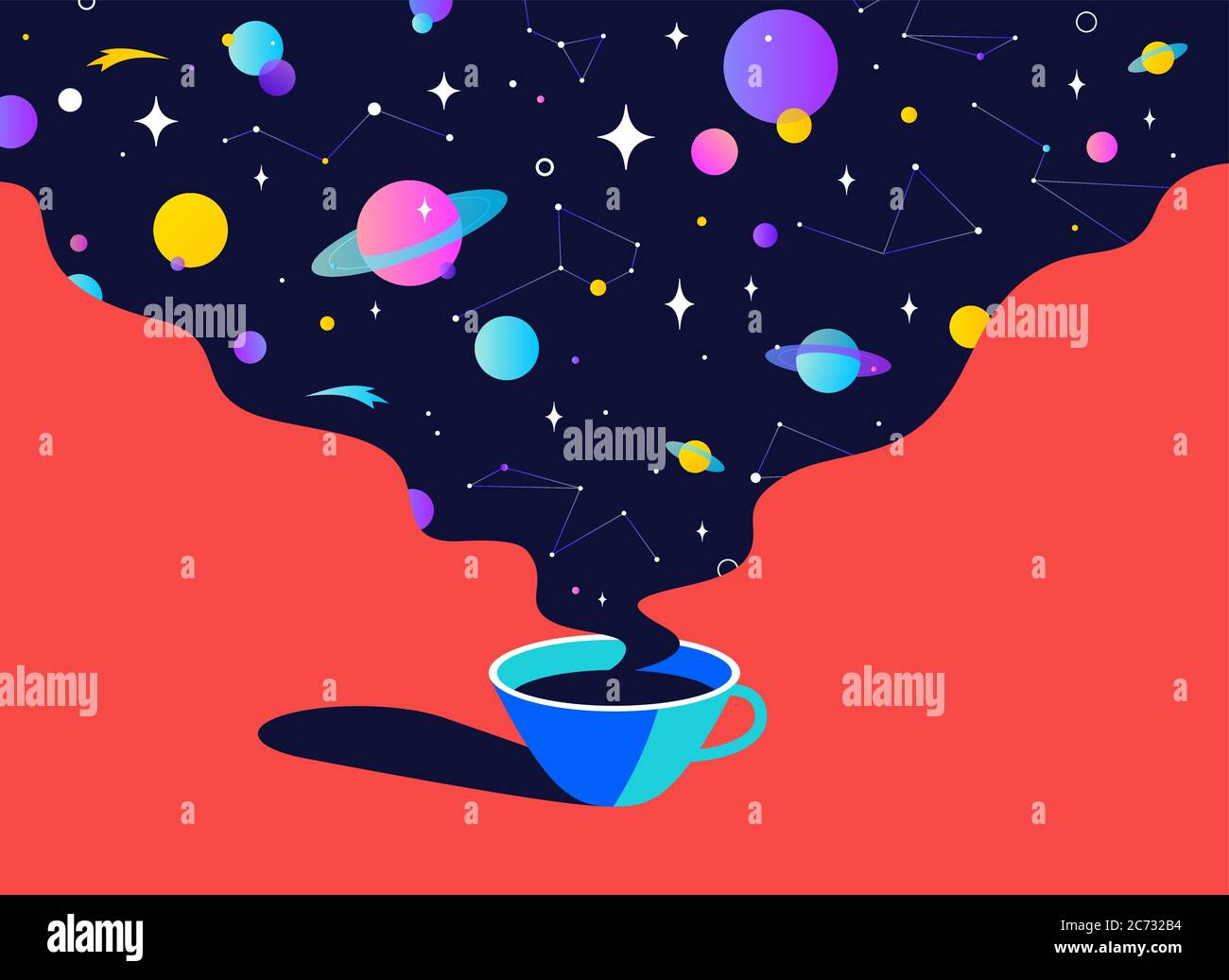 Coffee. Cup of coffee with universe dreams Stock Vector Image & Art Alamy