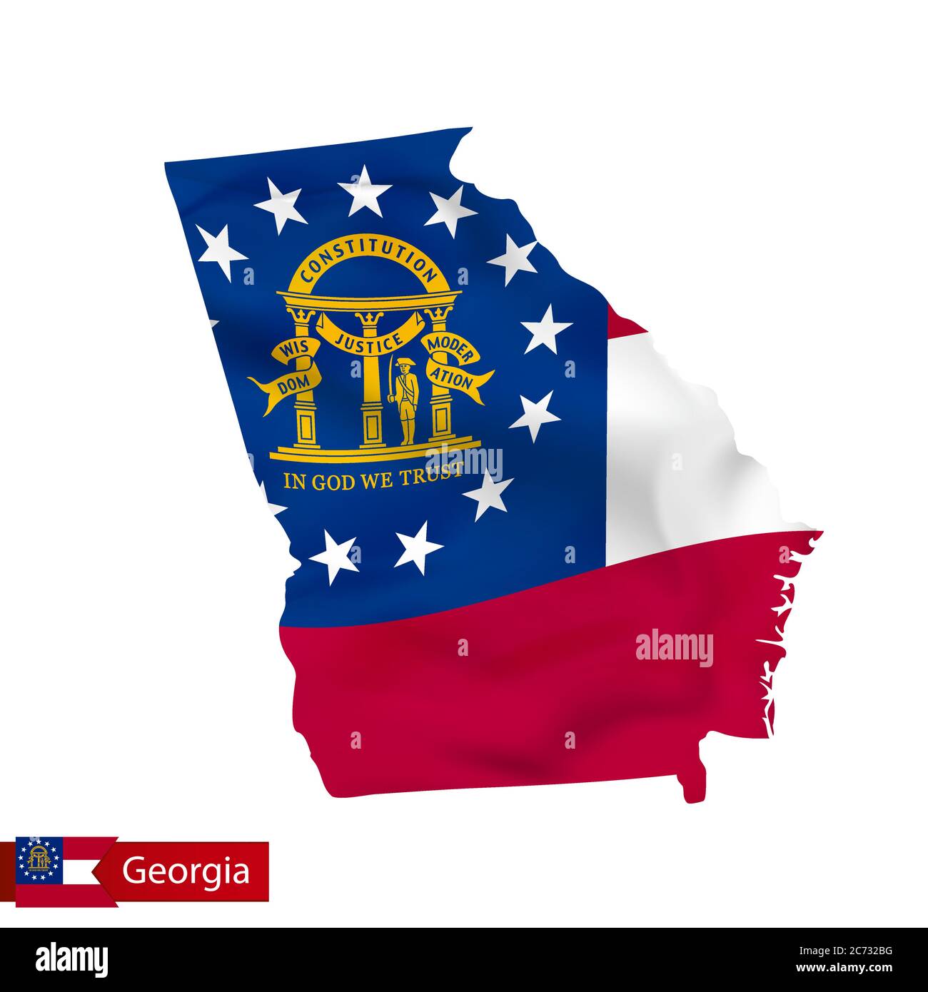 state map with waving flag of US State. Vector illustration