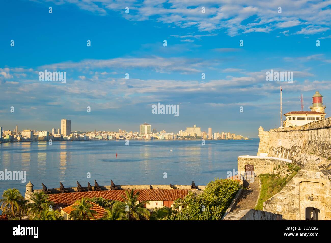 The iconic castle of El Morro and the Havana skyline on a sunny summer day Stock Photo