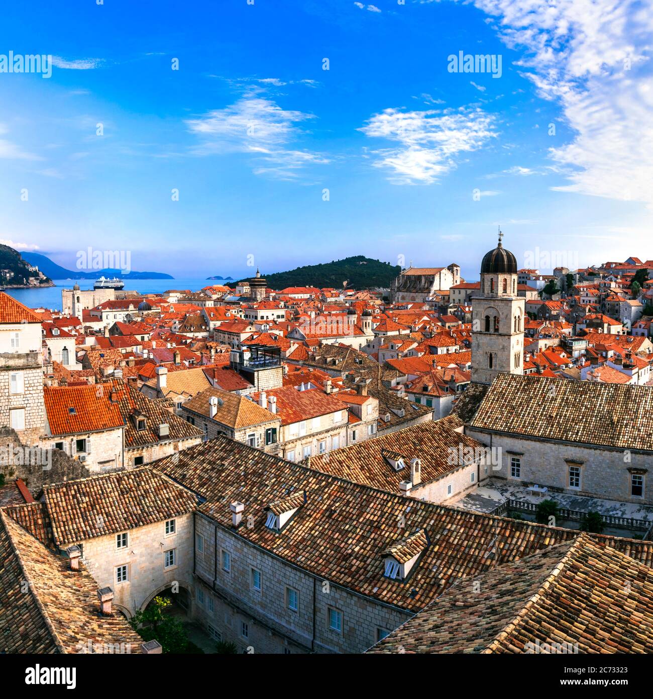 Croatia travel. Dubrovnik. view from city wall in historic old town center Stock Photo