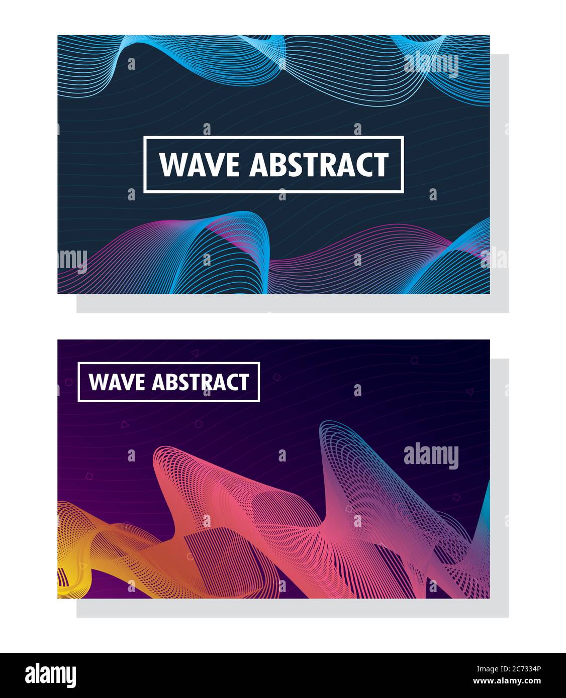 wave abstract with lettering and squares frames in colors backgrounds ...