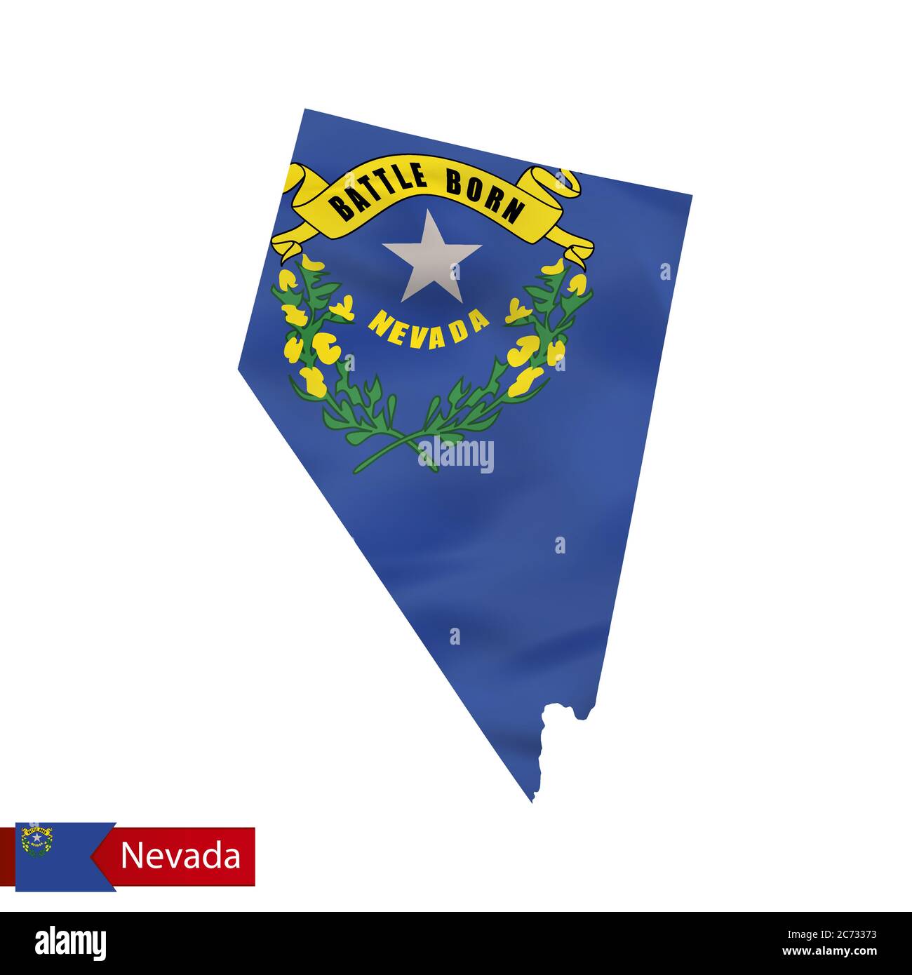 Nevada state map with waving flag of US State. Vector illustration