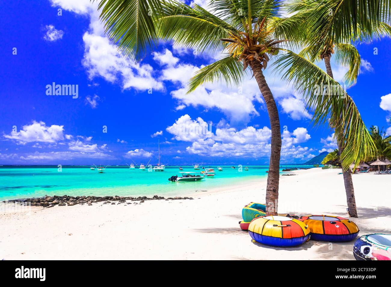 Tropical beach scenery . vacation in paradise island Mauritius Stock ...